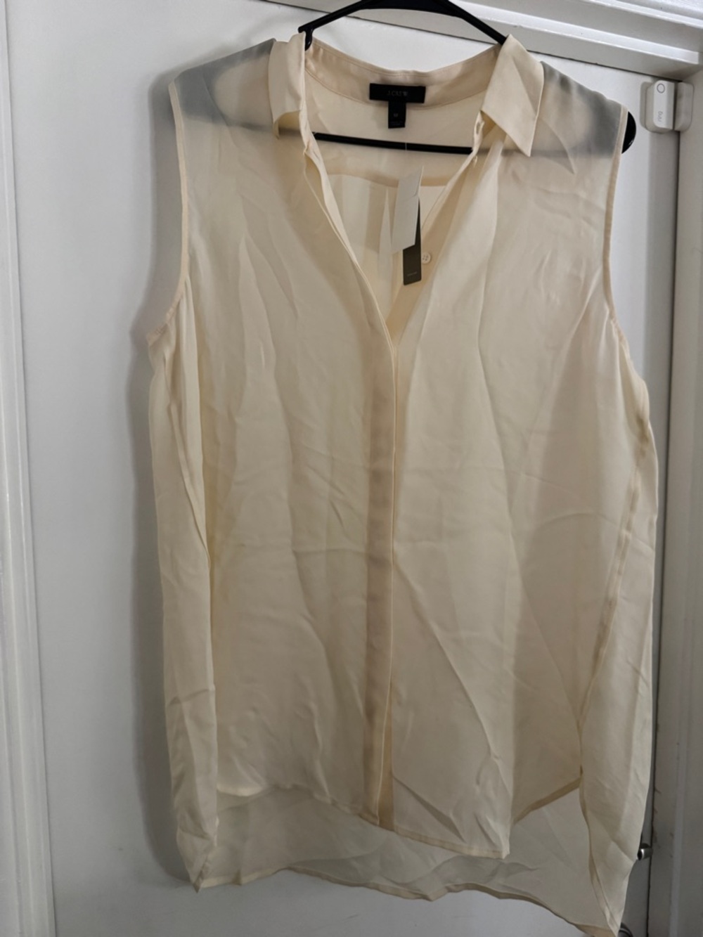 Sleeveless Sheer Button-Front Blouse - Cream by J. Crew